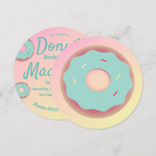 3D Ombre Teal und Pink Donut Streusel-Mix rund Einladung