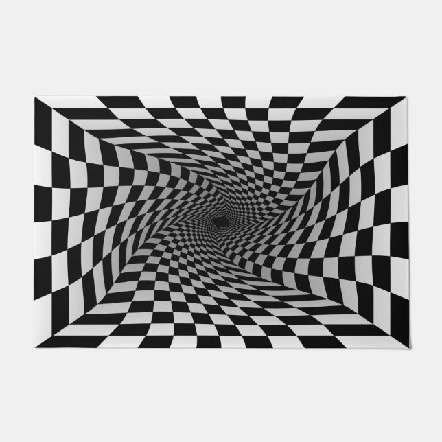 3D-optische Illusion Vortex, modern schwarz-weiß Fußmatte (Vorderseite)