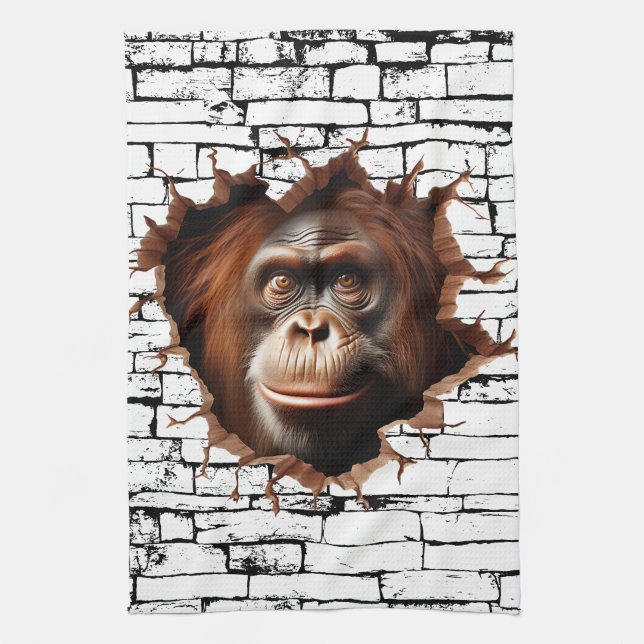 3D Orangutan Mauer Break - The Restaurant Geschirrtuch (Vertikal)