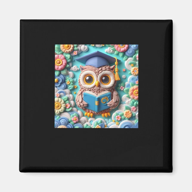 3d Owl #5 Aufkleber Magnet (Vorne)