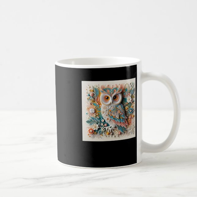 3d Owl #7 Aufkleber Kaffeetasse (Rechts)