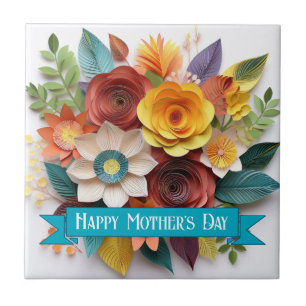 3D Paper Art Floral Mutter Tag Fliese