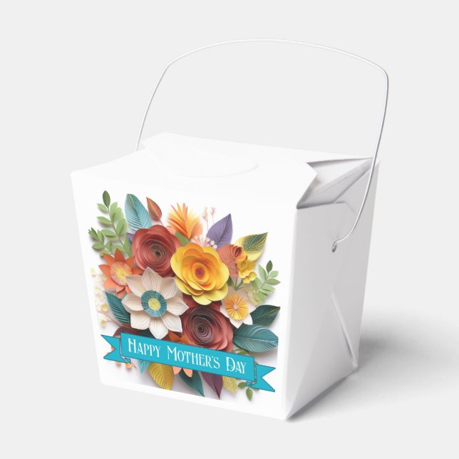 3D Paper Art Floral Mutter Tag Geschenkschachtel (Vorderseite)