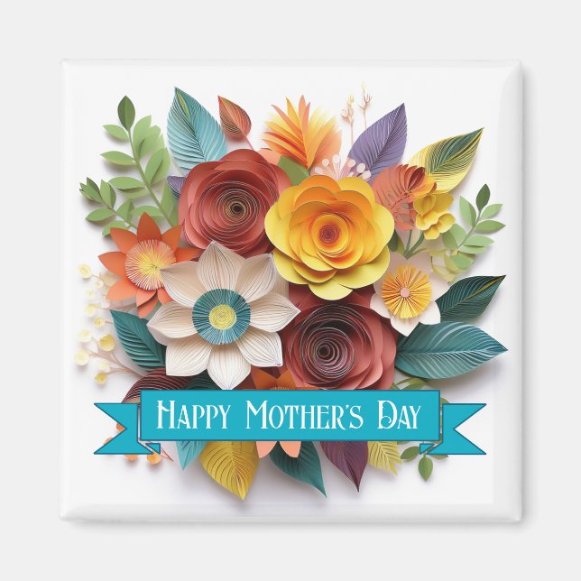 3D Paper Art Floral Mutter Tag Magnet (Vorne)
