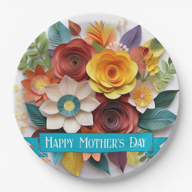 3D Paper Art Floral Mutter Tag Pappteller (Vorderseite)