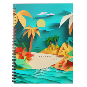 3D Papercraft Tropical Beach Notizblock
