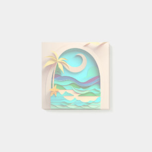 3D Papercraft Tropical Beach Post-it Klebezettel