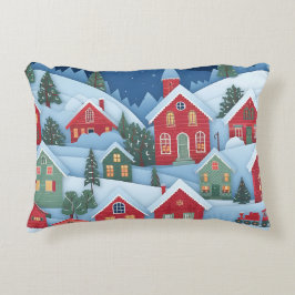 3D Papercut Christmas Village Dekokissen