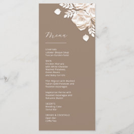 3D-Papier geschnittene beige elfenbeinfarbene Rose Menükarte