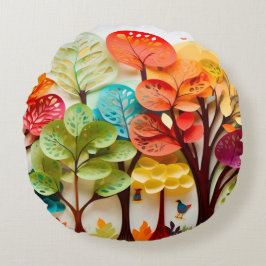 3D Papier Schicht Bäume Landschaft Geschenk für si Rundes Kissen