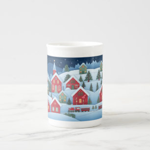 3D-Papierkunst-Weihnachtsdorf Prozellantasse