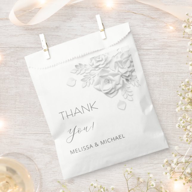 3D-Papierrosen Hochzeit Danke Geschenktütchen (Ausgeschnitten)