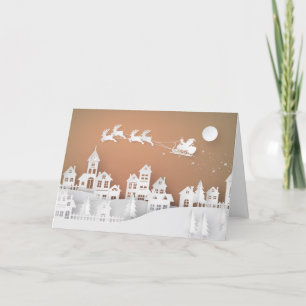 3D-Papierschnitt-Dorf Feiertagskarte