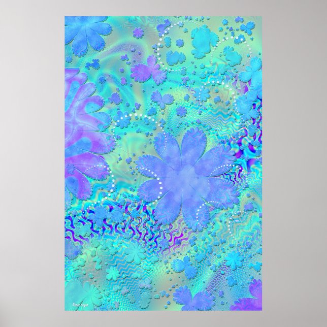 3D Pastel Blume Psychedelic Art Poster (Vorne)