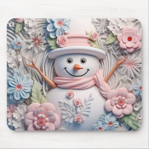3D Pastel Snowman Mousepad