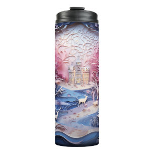 3D Pastel Winter Wonderland Thermosbecher