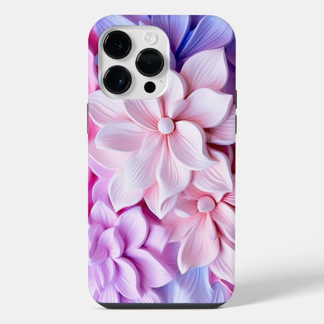 3D-Pastell-Blumenmuster iPhone Hülle (Rückseite)