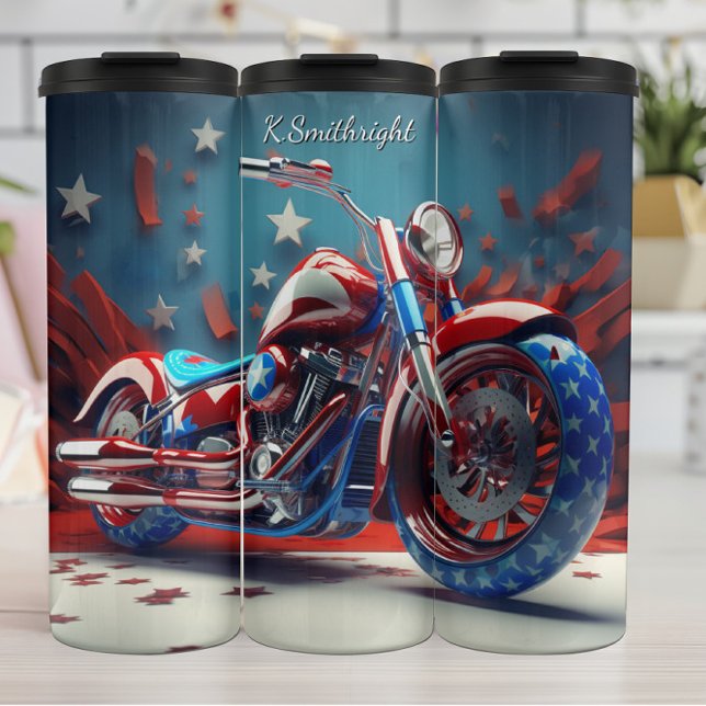 3D Patriotische Motorradsterne Thermosbecher (Von Creator hochgeladen)