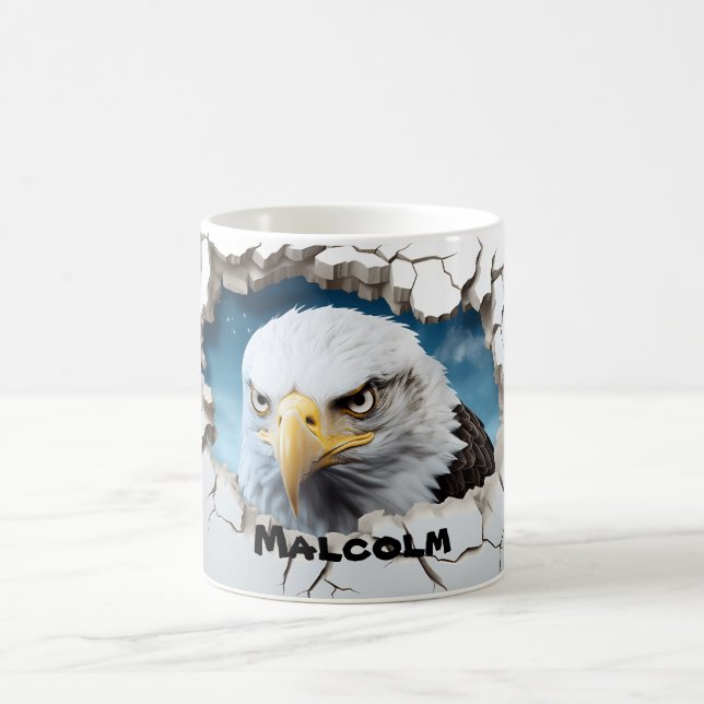 3D Personalisierter Name Winter American Bald Eagl Kaffeetasse (Mittel)