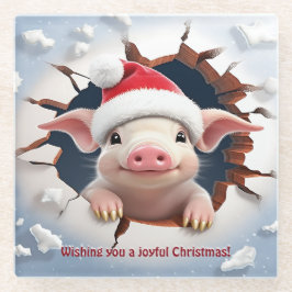 3D Piglet Christmas Glasuntersetzer