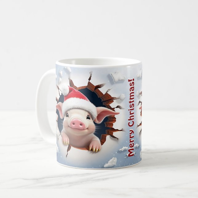 3D Piglet Christmas Kaffeetasse (Vorderseite Links)