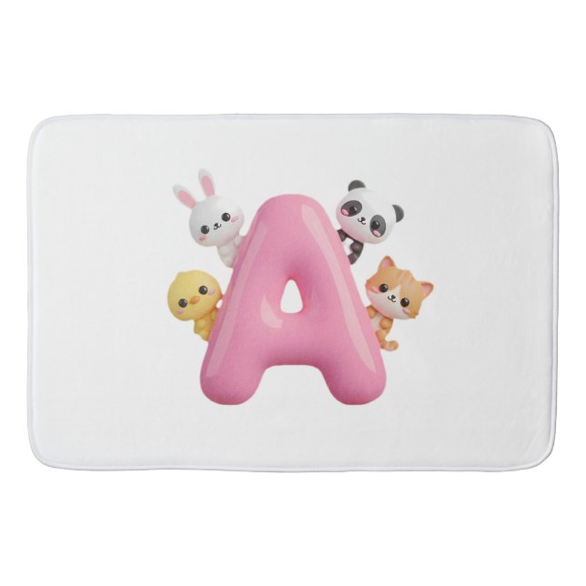 3D Pink Balloon Letter A Plush Bath Mat Badematte (Vorderseite)