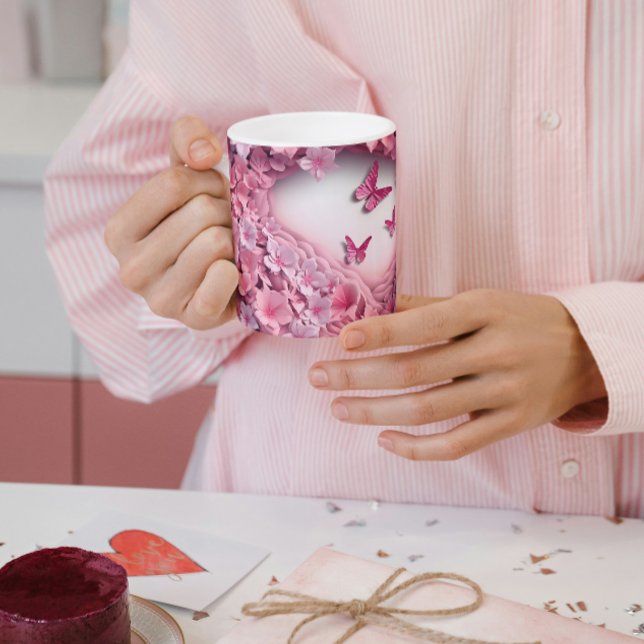 3D Pink Butterfly Tasse: Eine Flutter Beauty Zweifarbige Tasse (Von Creator hochgeladen)