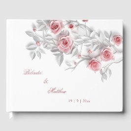 3D Pink Gray Roses | Wedding Gästebuch