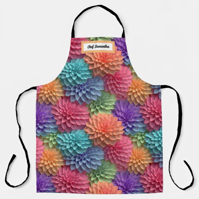 3D Pink Pastell Personalisiert floral Schürze (Vorderseite)