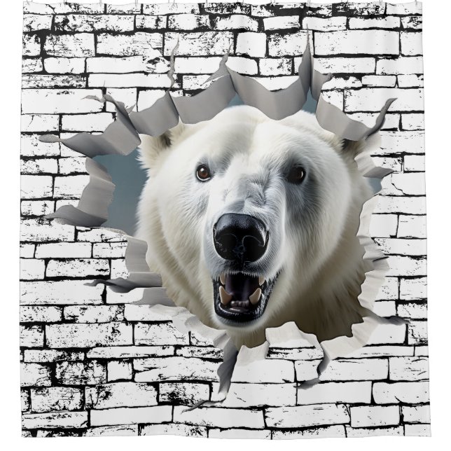 3D Polar Bear Wall Break - The Restaurant Duschvorhang (Vorderseite)