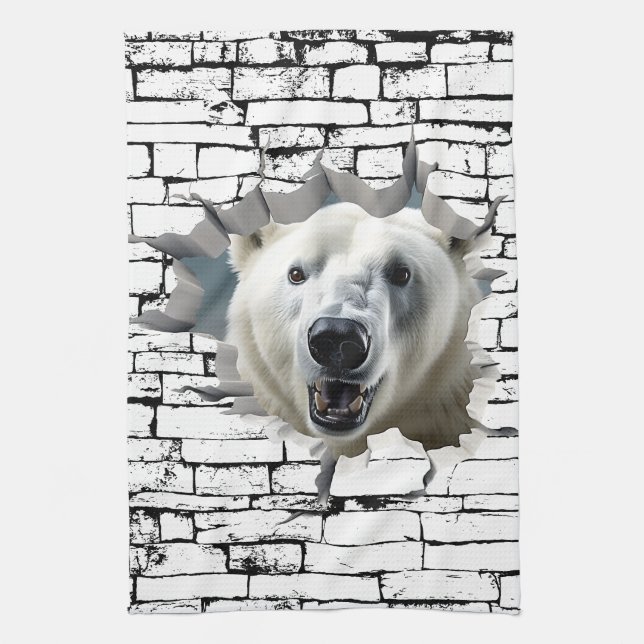 3D Polar Bear Wall Break - The Restaurant Geschirrtuch (Vertikal)