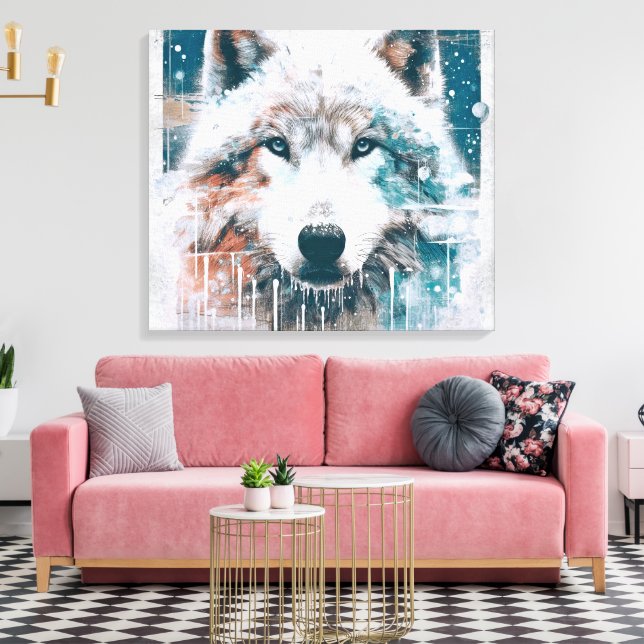 3D Polarwolf Leinwanddruck (Insitu (Wohnzimmer))