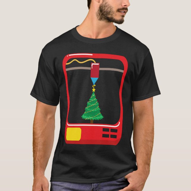 3D Printing Christmas Tree Merry Christmas 3D Prin T-Shirt (Vorderseite)