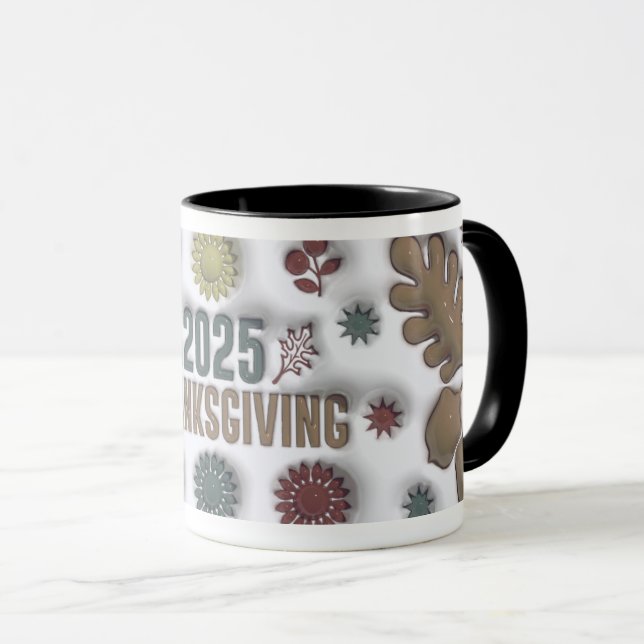 3D Puffy 2025 Thanksgiving Mug Art Tasse (VorderseiteRechts)