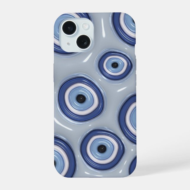 3D Puffy Evil Eye Positive Vibes Phone Case iPhone 15 Hülle (Rückseite)