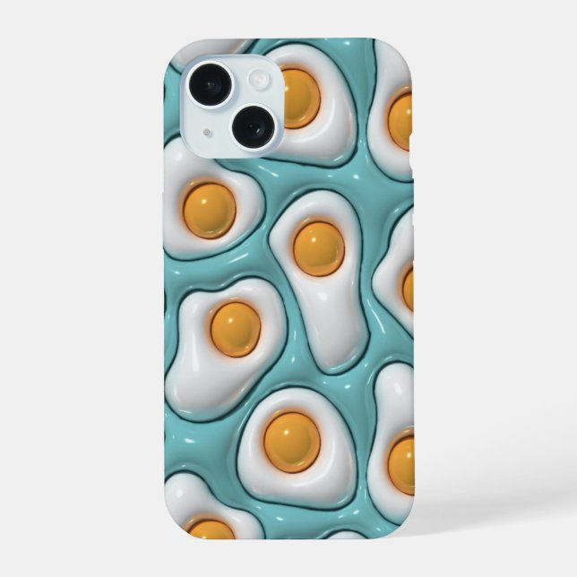3D Puffy Sunny Side Up Mint Phone Case iPhone 15 Hülle (Rückseite)