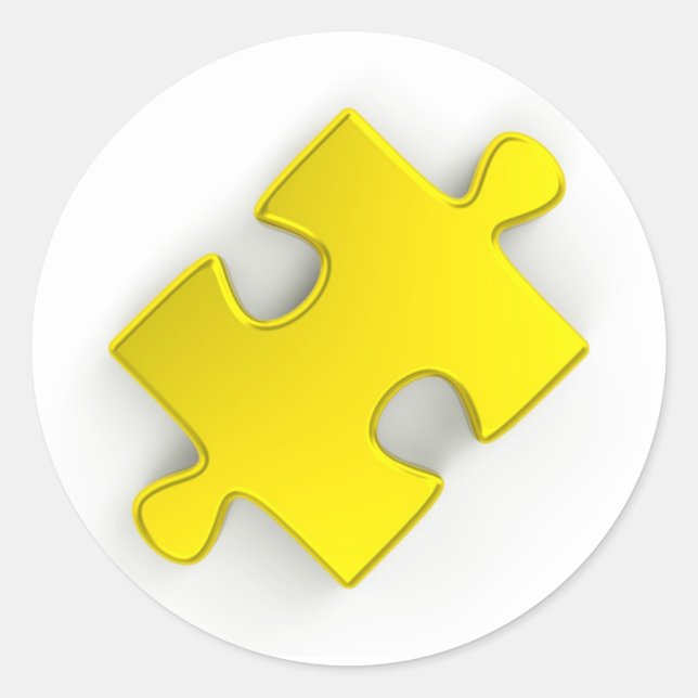 3D Puzzle Piece (Metallic Gold) Runder Aufkleber (Vorderseite)
