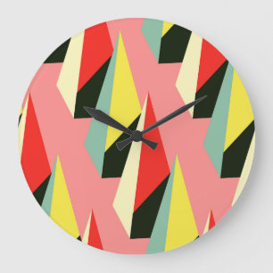 3D Pyramiden: Retro Geometric Vintag. Große Wanduhr