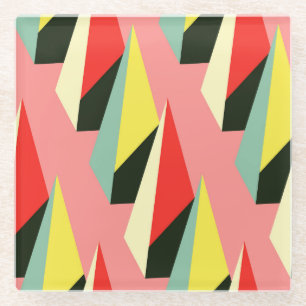 3D-Pyramiden: Retro-geometrische Vintage-Elemente. Glasuntersetzer