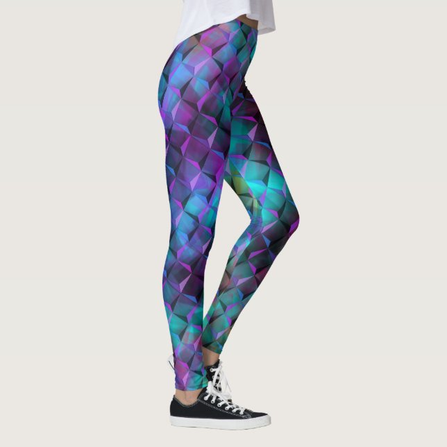 3D-Quadrate blauer Lila bis rosa oder dreieckig Leggings (Rechts)