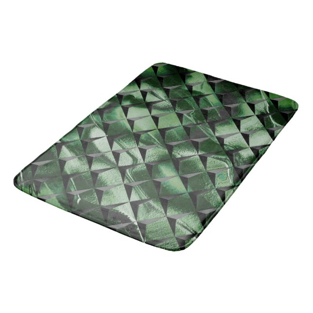 3D-Quadrate mit dunkelgrünem Hintergrund vermische Badematte (Schrägansicht)