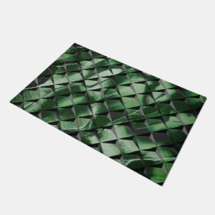 3D-Quadrate mit dunkelgrünem Hintergrund vermische Fußmatte
