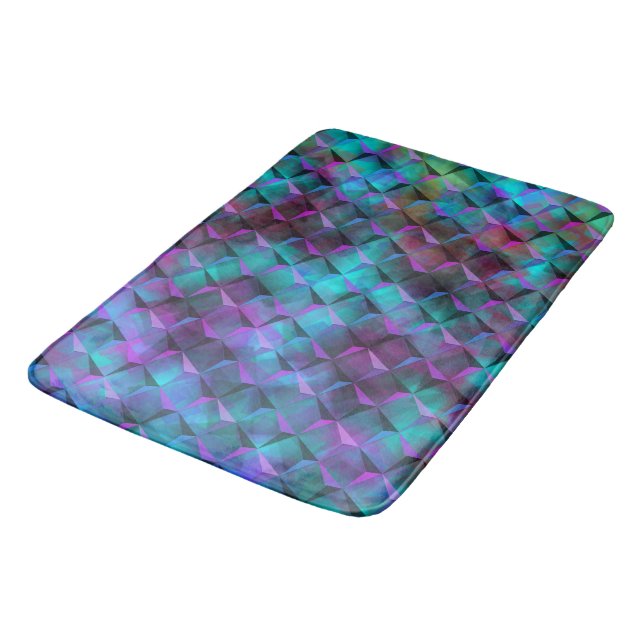 3D-Quadratzoll blaue Lila bis rosa oder dreieckige Badematte (Schrägansicht)