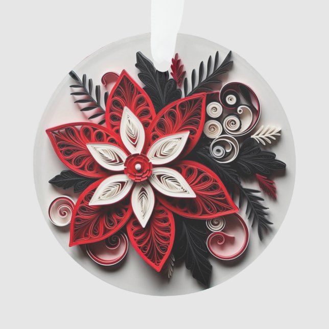 3d Quill Paper Art Weihnachtsschmuck Blume Ornament (Vorderseite)