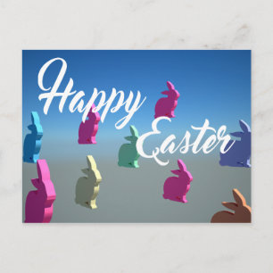3D Rabbits Happy Easter Pastel Colors Feiertagspostkarte