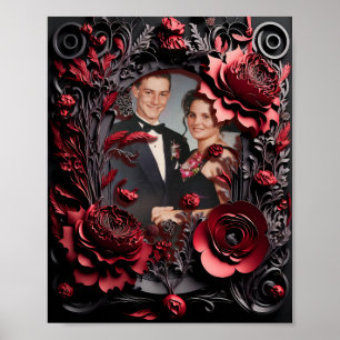 3D-Rahmen in Schwarz und Rot Poster