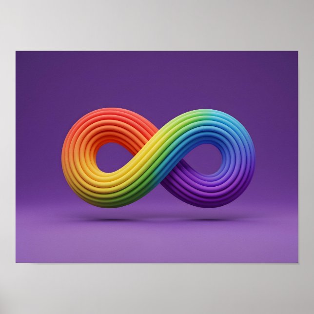 3D Rainbow Infinity Symbol Autismus Neuroversität Poster (Vorne)