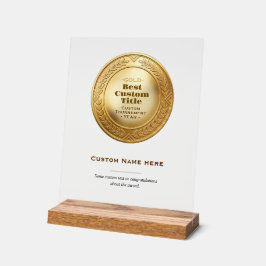 3D realistische Goldmedaille, anpassbare Auszeichn Acrylschild