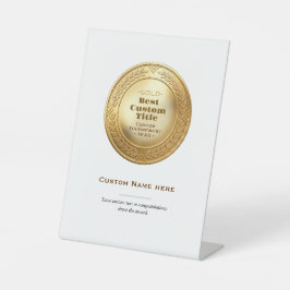 3D realistische Goldmedaille, anpassbare Auszeichn Sockelschild