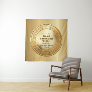 3D realistische Goldmedaille, anpassbare Auszeichn Wandteppich